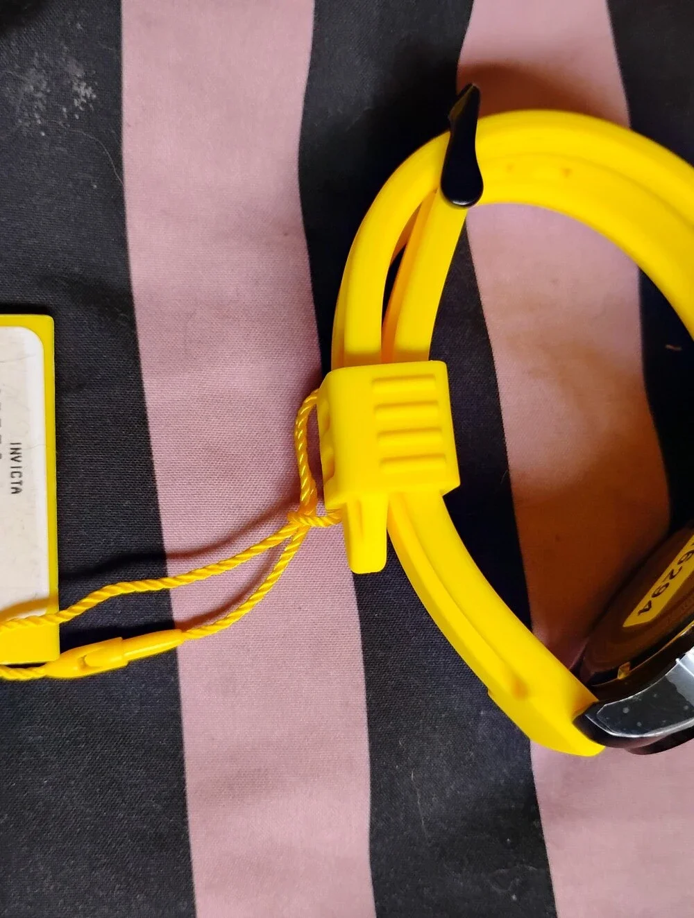Invicta Bright Yellow Silicone Strap Watch with Black Buckle